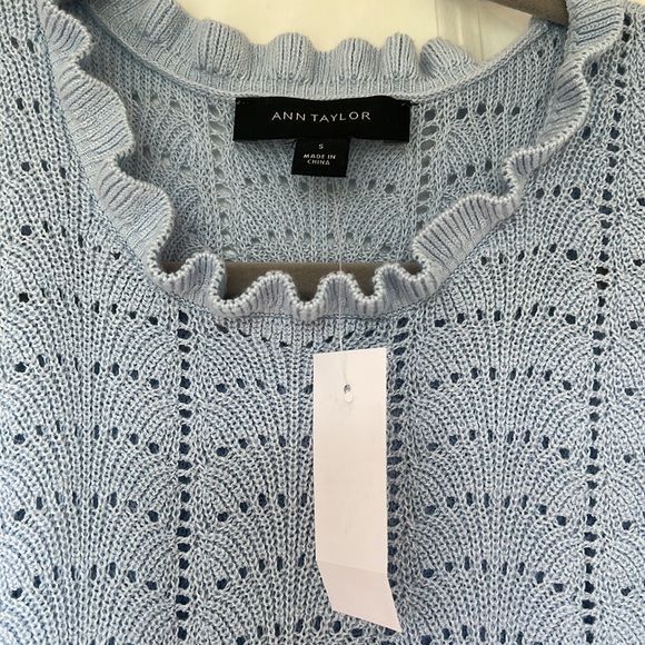 Pointelle Ruffle Sweater Shell NWT - Picture 3 of 4